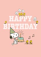 Snoopy verjaardagskaart roze